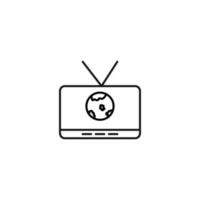 televisión, televisor, concepto de programa de televisión. signo vectorial dibujado en estilo plano. adecuado para sitios, artículos, libros, aplicaciones. trazo editable. icono de línea del planeta tierra en la pantalla de televisión vector