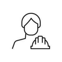 Hobby, business, profession of man. Modern vector outline symbol in flat style with black thin line. Monochrome icon of builder helmet by anonymous male