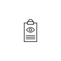 Document on clipboard sign. Vector outline symbol in flat style. Suitable for web sites, banners, books, advertisements etc. Line icon of eye on clipboard