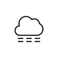 Forecast and weather concept. Minimalistic monochrome signs suitable for apps, sites, advertisement. Editable stroke. Vector line icon of rain or fog under cloud