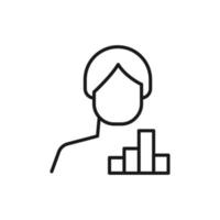 Hobby, business, profession of man. Modern vector outline symbol in flat style with black thin line. Monochrome icon of progress bar by anonymous male