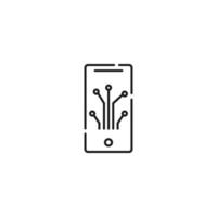 Display of phone. Vector line symbol drawn in modern flat style. Perfect for web site, stores, internet pages. Editable stroke. Line icon of algorithm on display of phone