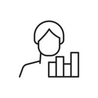 Hobby, business, profession of man. Modern vector outline symbol in flat style with black thin line. Monochrome icon of progress bar by anonymous male