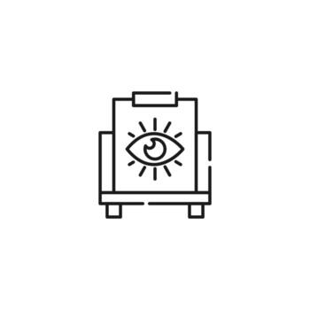 Art, picture, drawing on canvas. Vector sign drawn in flat style. Suitable for sites, stores, apps. Editable stroke. Line icon of eye on canvas