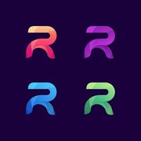 Letter R colorful logo set vector