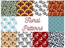 Floral decorative patterns set vector