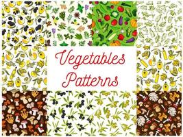 Vegetable, mushroom, olive, spice seamless pattern vector