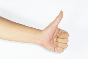Male asian hand gestures isolated over the white background. photo