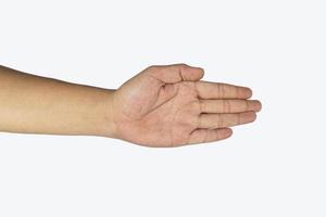 Male asian hand gestures isolated over the white background. photo