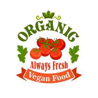 Organic vegan food tomatoes icon vector