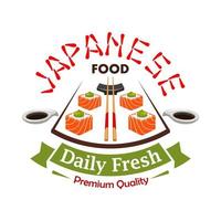 Japanese daily fresh food vector label emblem