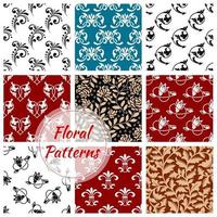 Floral seamless patterns set. Flowery background vector