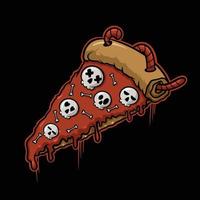 cráneo pizza streetwear dibujos animados vector