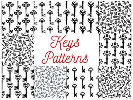 Vintage key, victorian skeleton seamless pattern vector