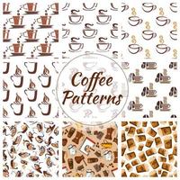 Coffee cups seamless patterns vector
