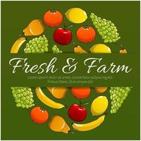 cartel de vector de frutas frescas y de granja