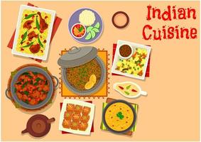 Indian cuisine dinner with pumpkin cake icon vector