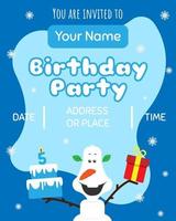 Winter themed birthday invitation. Suitable for a child's birthday vector