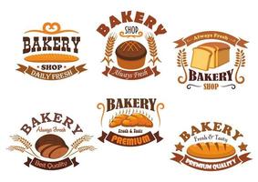 Bakery shop badge with bread and baguette vector