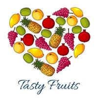 Heart shape of fruits and berries vector