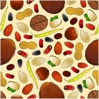 Seamless pattern of nutritious nuts and grains vector