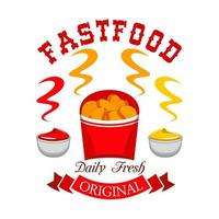 Fast food chicken nuggets emblem vector