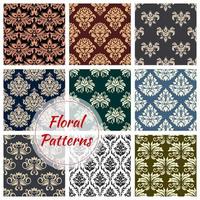 Floral patterns set of flowery ornate design vector