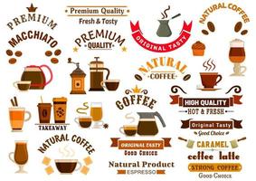 Coffee and desserts icons for cafe signboards vector