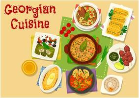 Georgian cuisine meat and vegetable dishes icon vector