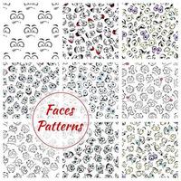 Cartoon faces seamless pattern background vector