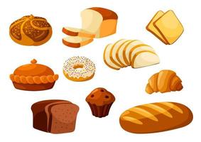 pan de panadería iconos vectoriales aislados vector