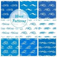 Ocean waves seamless pattern backgrounds vector