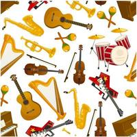 Seamless pattern of musical instruments vector