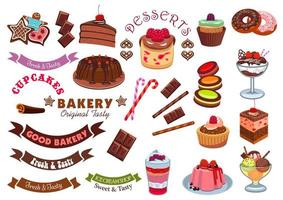 Pastry and bakery shop, cafe emblem design element vector