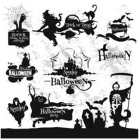 Halloween, Friday 13 horror party decorations set vector