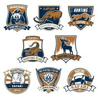 Hunting sport club vector icons, emblems set