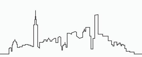 Modern City Skyline outline drawing on white background. vector