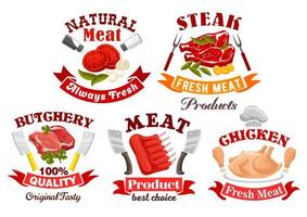 Chicken, beef, pork meat sign for butchery design vector