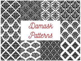 Damask ornate tracery seamless patterns set vector