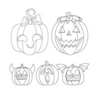 ilustración de arte de línea de calabaza de halloween para colorear página vector