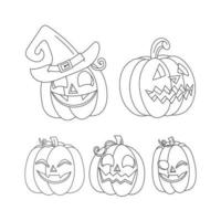 Halloween Pumpkin Line Art Illustration For Coloring Page vector