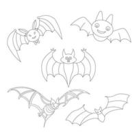 ilustración de arte de línea de murciélago de halloween para colorear página vector