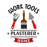 Plasterer repairs home work tools icon vector