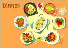 Main lunch dishes icon for food theme design vector