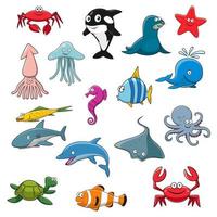 Ocean or sea cartoon isolated characters vector