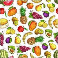 patrón sin costuras de frutas con iconos de frutas de boceto vector