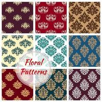 Floral ornament patterns of flowery tracery vector
