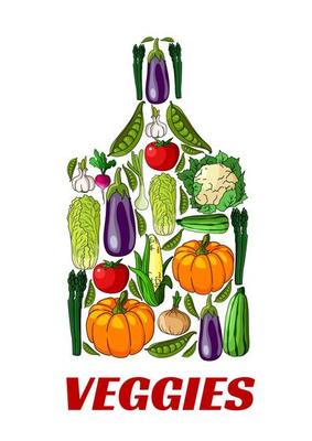 Veggies cutting board label icon