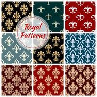 Royal floral seamless patterns set vector