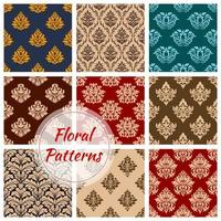 Retro floral seamless pattern background set vector